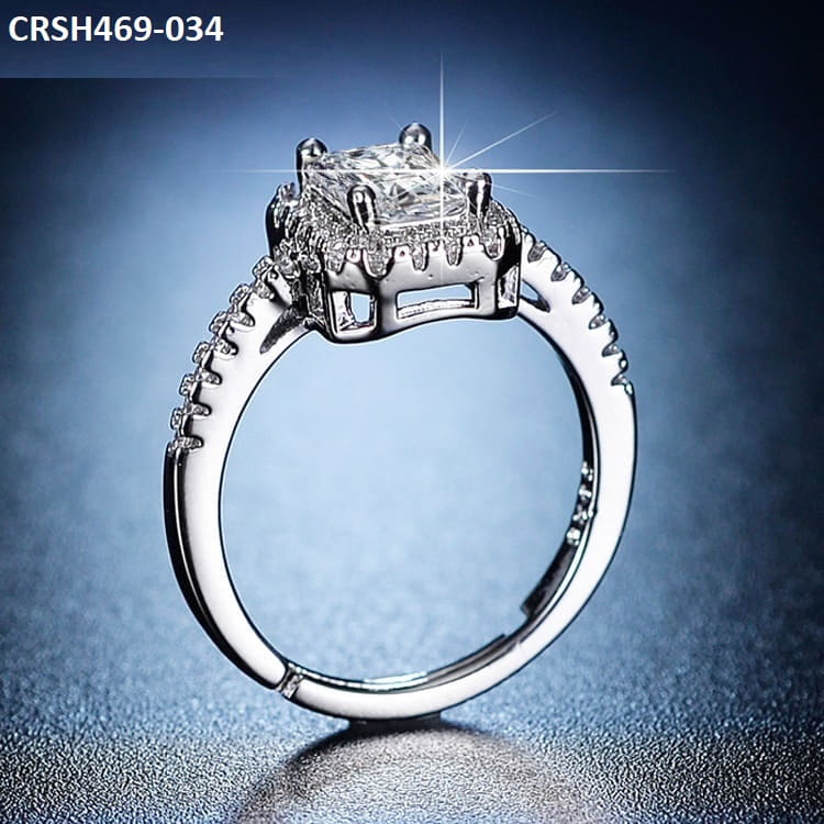 Cushion Tapered Zircon Ring Adjustable-CRSH469